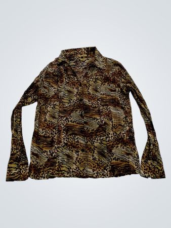 Notations Petite Stretch Animal Print Button-Up Shirt