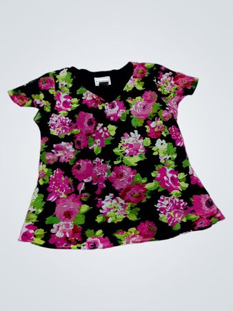 Karin Stevens Damen Floral Print V-Neck Top