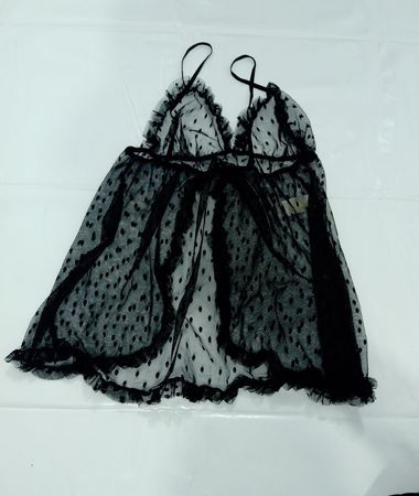 Schwarzes Mesh-Punktemuster Babydoll