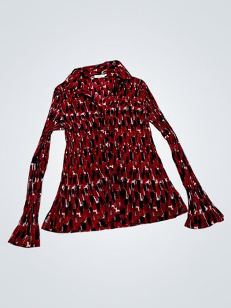 Laura P/S Rot Schwarz Weiß Abstrakter Druck Langarm Flare Bluse