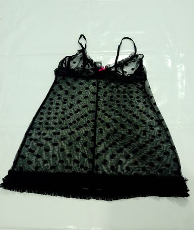 APT.9 intimates Schwarze Polka-Dot-Mesh-Lingerie Babydoll