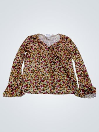 Nelson Blumenmuster Schleifenkragen Glockenärmel Bluse