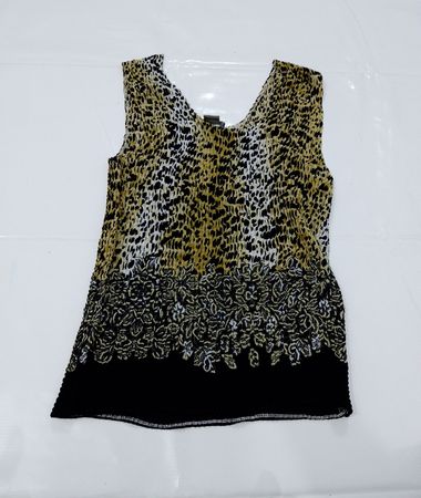 Investments Women's Leopard Print Sleeveless Top with Floral Lace Trim