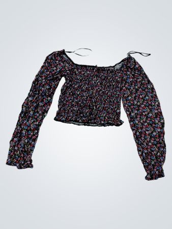 Jay Jays Smocked Floral Print Long Sleeve Crop Top
