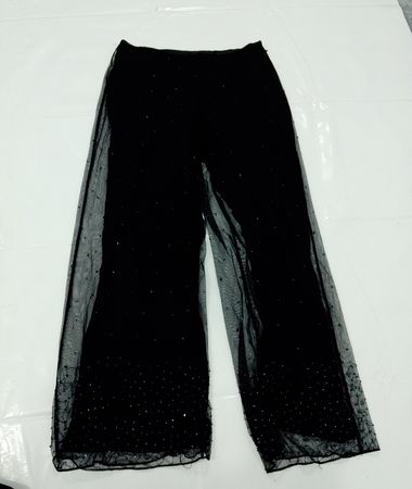 Ann Taylor Petite Schwarze Verzierte Weite Hose