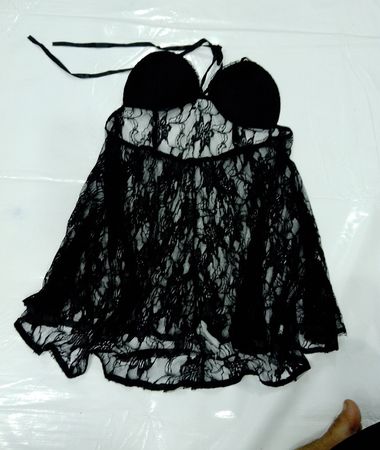 Schwarzes Spitzen-Babydoll-Lingerie