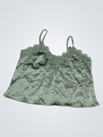 Satin-Top mit Spitzenbesatz