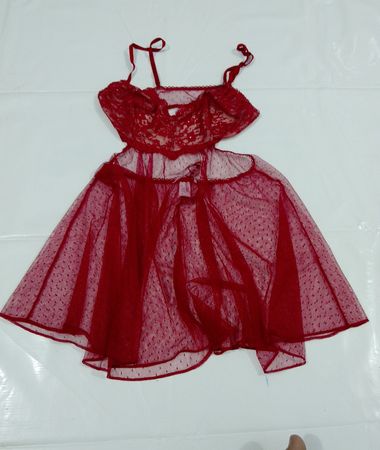 Victoria's Secret Red Lace Babydoll Lingerie Set