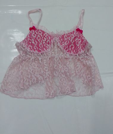 Rosa Spitzen-Babydoll-Top mit Schleifen