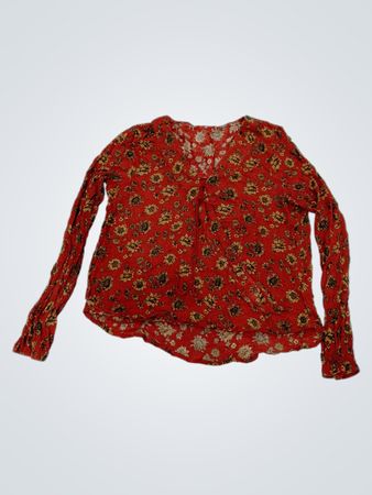 Mossimo Supply Co. Rote Blümchenmuster Langarmbluse