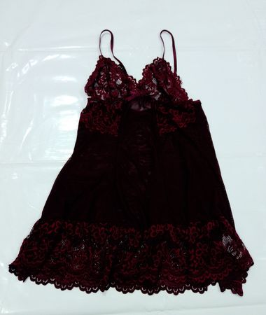 Burgunder Spitzen Babydoll Nachthemd