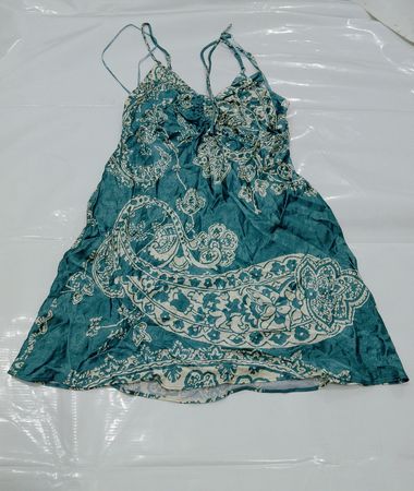 Türkis und Creme Paisleymuster Mini-Kleid