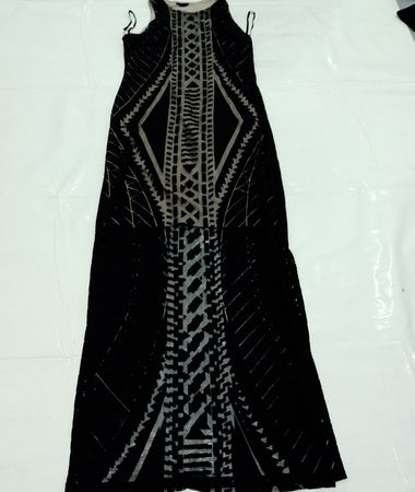 Mossimo Damen Schwarzes Geometrisches Druck Maxi-Kleid
