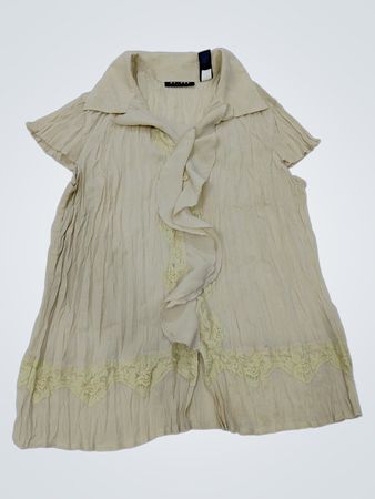 Axcess von Liz Claiborne Company Beiger Spitzenbesatz Crinkle Tunika Top Größe 12