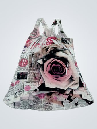 Damen Tank Top mit Rosen- und Zeitungsdruck