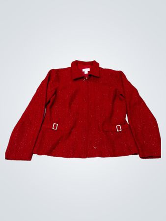 Christopher & Banks Rote Glitzer Zip-Up Jacke