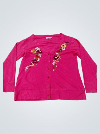 Zeit für mich bestickter pinkfarbener Cardigan