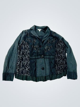Bonita Damen Graue Spitzenverzierte Jacke