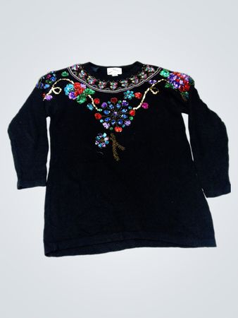 SML Sport LTD Black Sequin- und Juwelenverziertes Sweatshirt