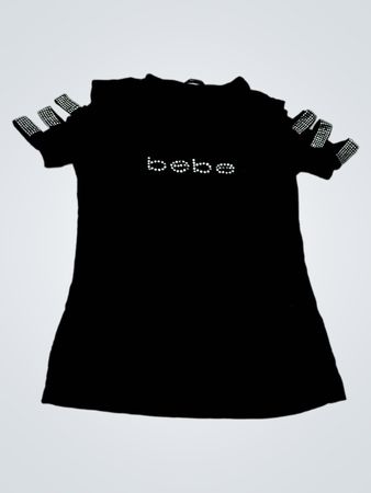 T-shirt à épaule dénudée noir embellie Bebe