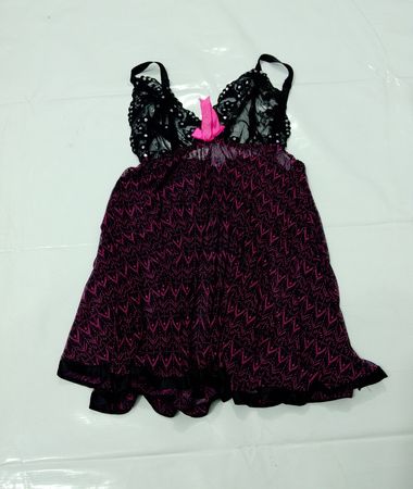 Damen Purpur und Schwarz Spitze Babydoll