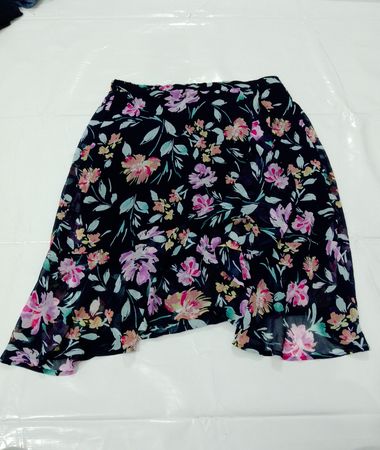 Jupe midi asymétrique à imprimé floral ROZ & ALI pour femmes