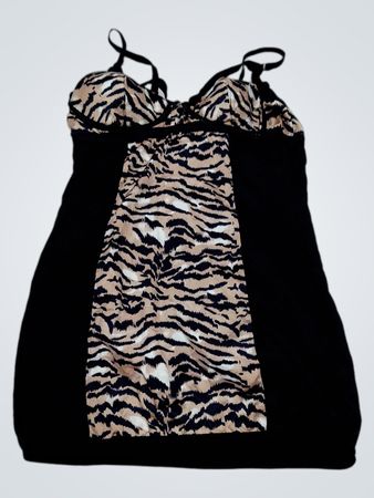 Black and Tiger Print Slip Dress