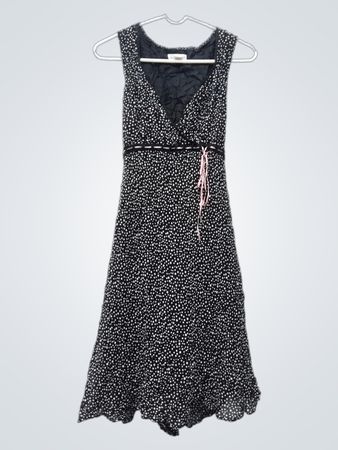Motherhood Maternity Schwarzes gepunktetes Midi-Kleid