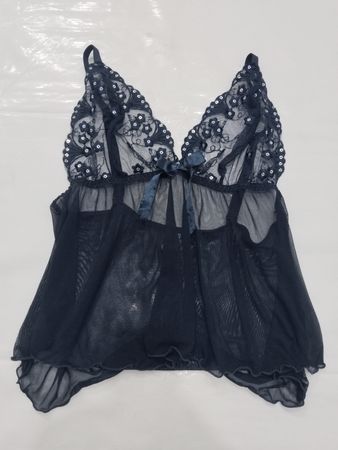 Schwarzes Spitzen-Babydoll mit Pailletten