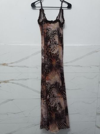 Durchsichtiges Paisley-Print-Maxikleid