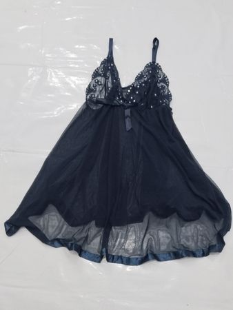 Navy Blue Sheer Lace Nachthemd