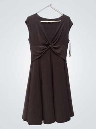 Jones New York Braunes Cap Sleeve Knot Front Kleid