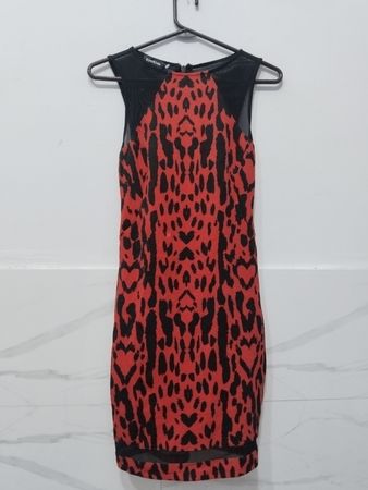 Bebe Leopardenmuster Transparente Paneelkleid