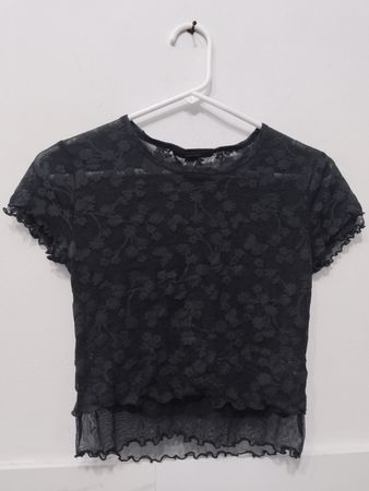 Forever 21 schwarzes Spitzen-Crop-Top