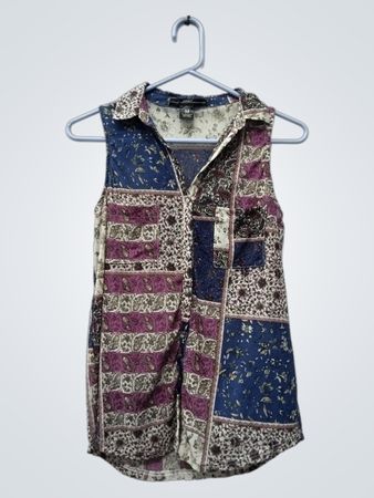 Amang NY ärmellose Patchwork-Bluse