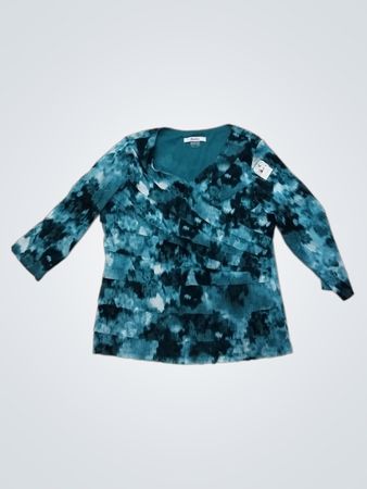 TanJay Damen Blau Batik-Stufen Langarmoberteil