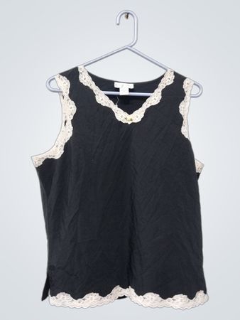 Morgan Taylor Intimates Schwarzes Spitzenbesatz Tank Top