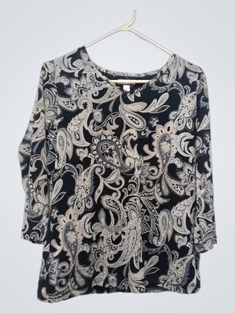 Croft & Barrow Paisley Print 3/4 Sleeve Top