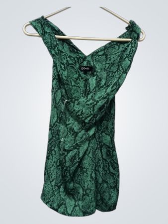 DO+BE Grüner Schlangenprint Raffung Minikleid