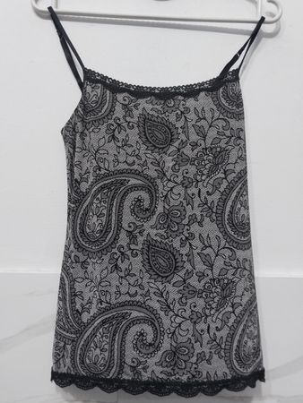 Paisley-Print Cami mit Spitzenbesatz