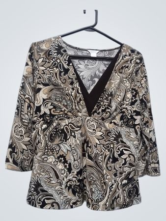 Christopher & Banks Paisley Print V-Neck Top