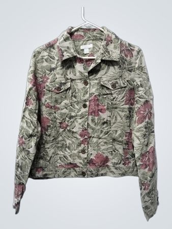 Charter Club Petite 100% Leinen Floral Print Jacke
