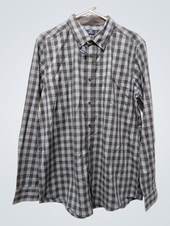 George Classic Fit Kariertes Langarm-Hemd mit Knopfverschluss