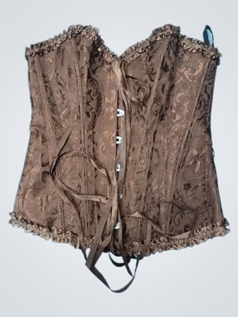 Brauner Jacquard-Korsett mit Schnürung am Rücken