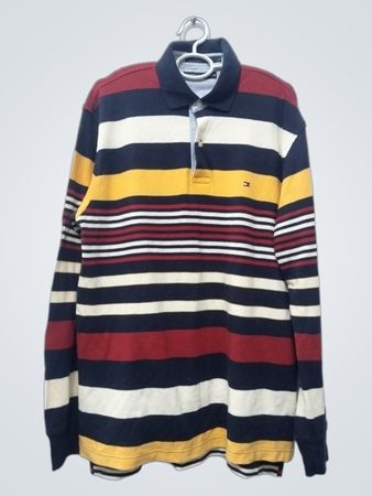 Tommy Hilfiger gestreiftes Polohemd mit langen Ärmeln