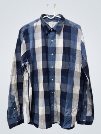 J.Crew Indigo Plaid Langarm-Hemd mit Knöpfen