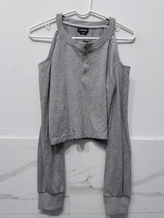Bebe Cold Shoulder Zip-Up Sweatshirt