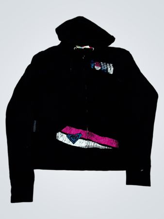 Roxy Black Zip-Up Hoodie mit grafischem Druck