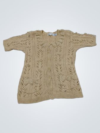 The Eagle's Eye Classics beige Strickkurzarm-Cardigan mit Rosendetails