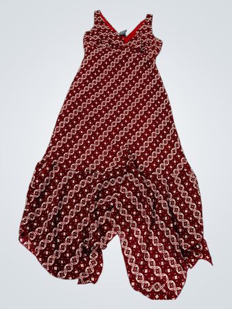Jonathan Martin Studio rotes Maxikleid mit Muster